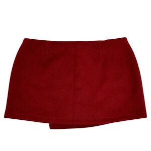 Abercrombie Y2K Low Rise Micro Mini Faux Wrap Skirt Skort Large Red Wool Blend